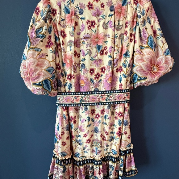 Farm Rio Superbloom Belted Puff Sleeve with a fabric & beaded belt size medium - Picture 6 of 14